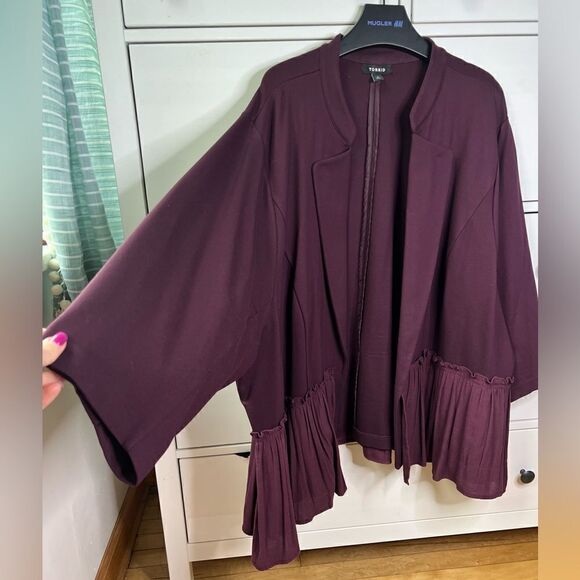Torrid size 6x open cardigan jacket blazer‎ Ponte Fabric Mixed Peplum Like New - Picture 8 of 17